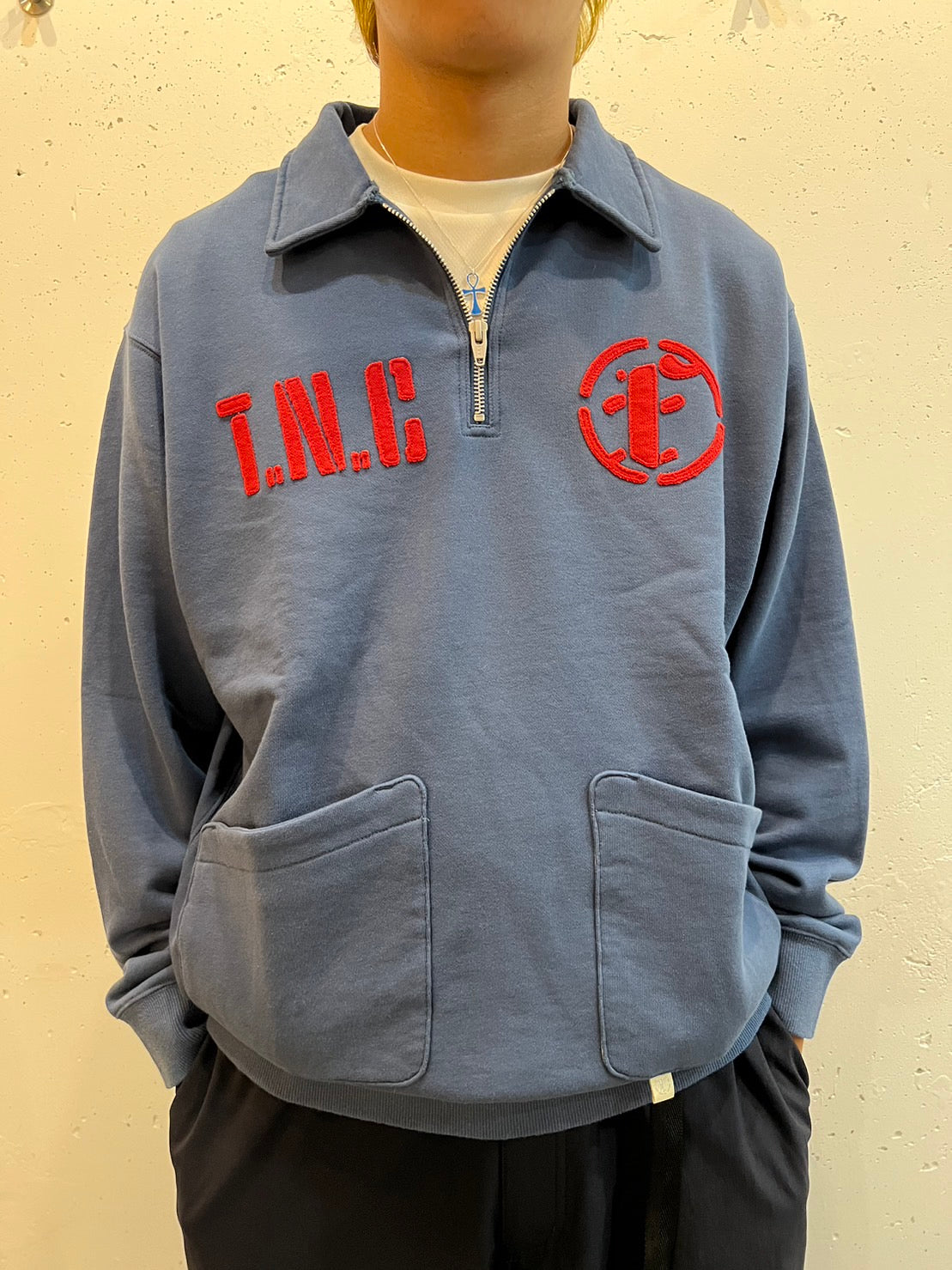 flower half zip sweat shirts