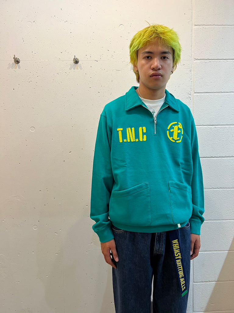 Half Zip Sweat Top(GREEN)/FAKE AS FLOWERS