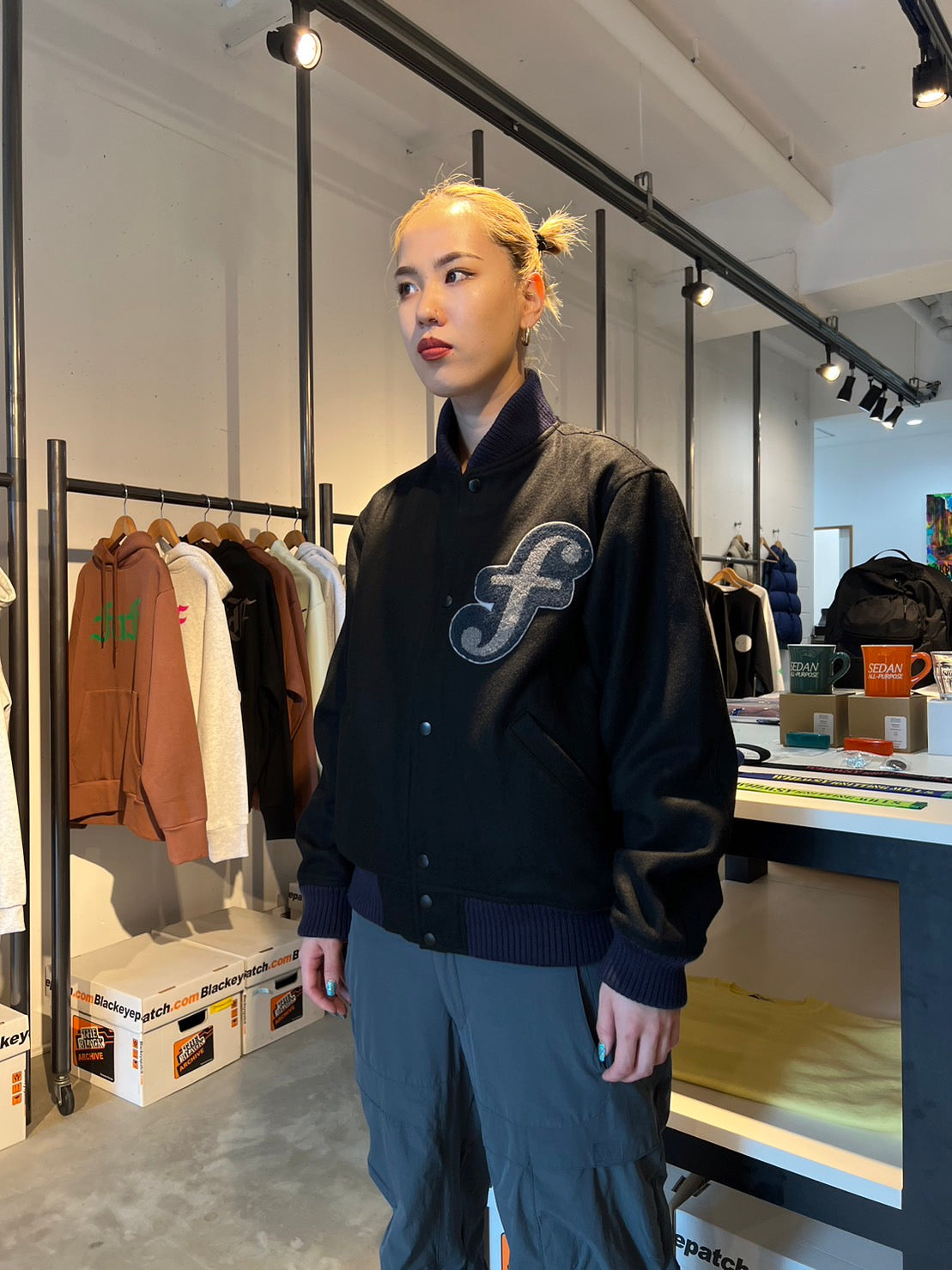 Wool Stadium Jacket(BLACK)/FAF – Re'verth ONLINE SHOP