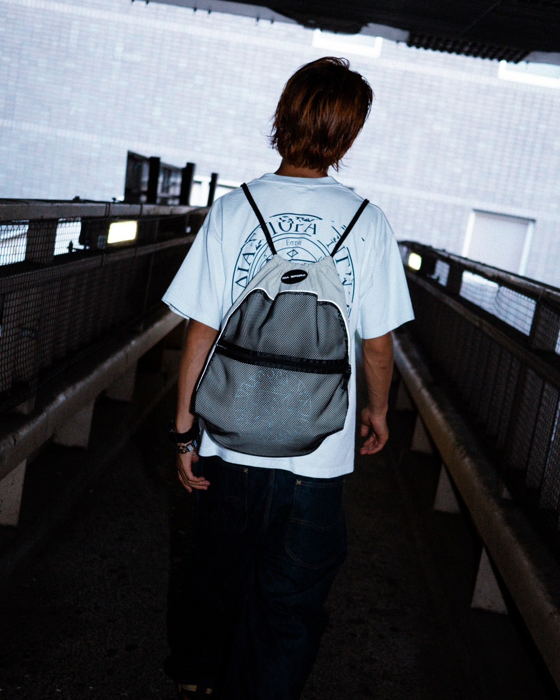 DIASPORA SKATEBOARDS MESH KNAPSACK(BLACK/SAND)