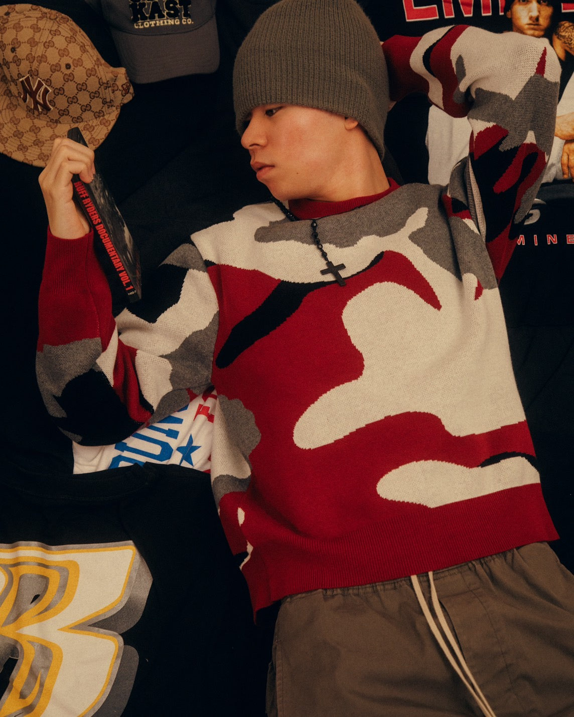 THROWBACK/Camo Sweatet(RED)