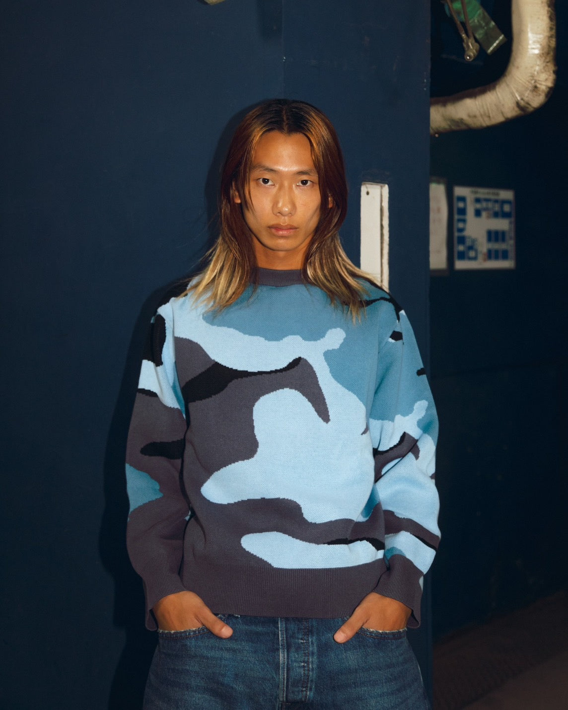 THROWBACK/Camo Sweatet(Blue)