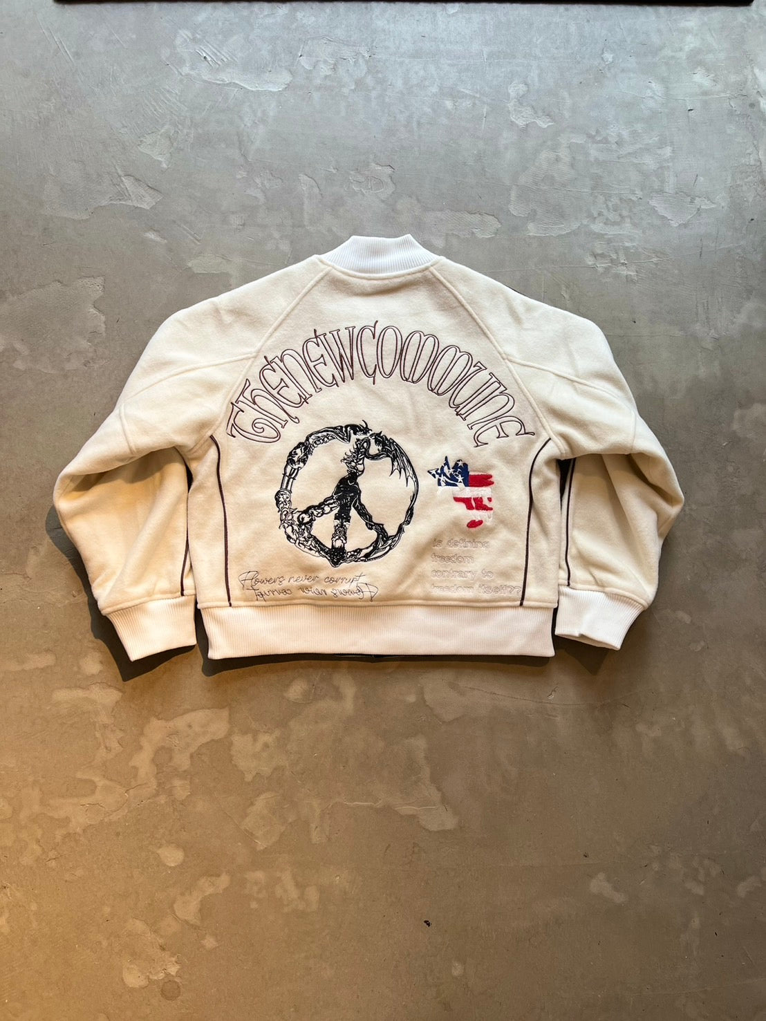 FAKE AS FLOWERS/STADIUM JACKET(WHITE)