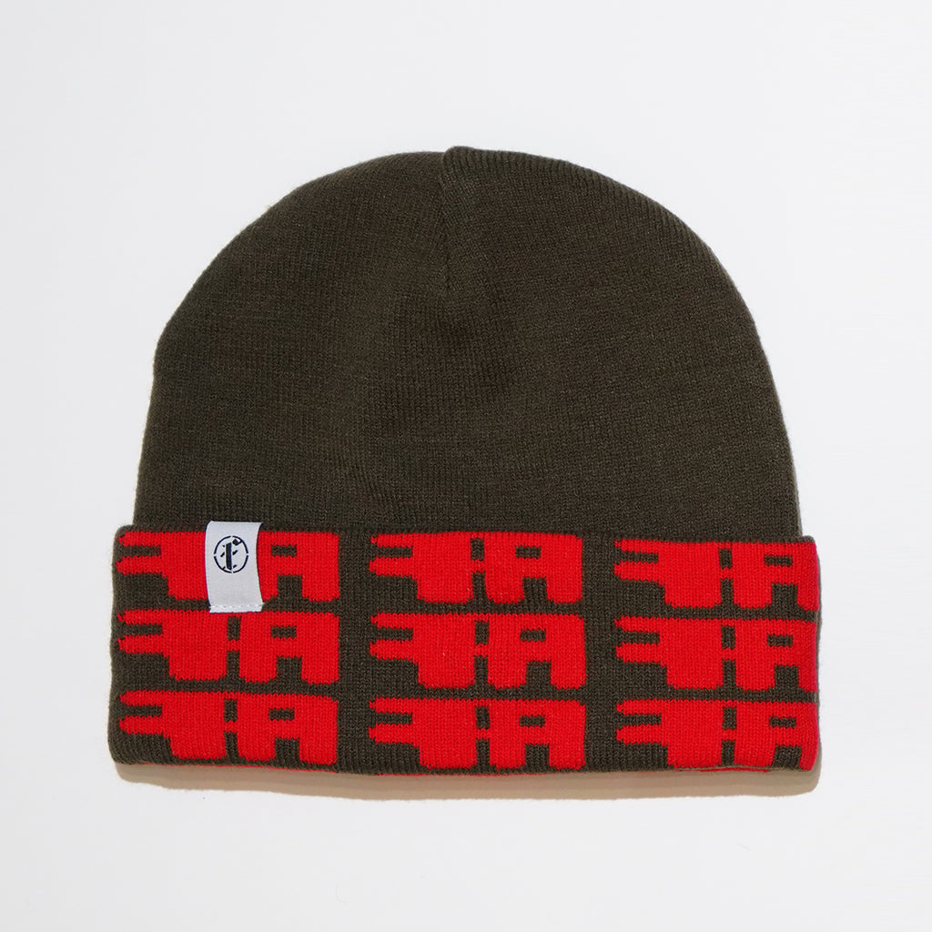 Square Logo Beanie(Blown/Khaki)/FAKE AS FLOWERS