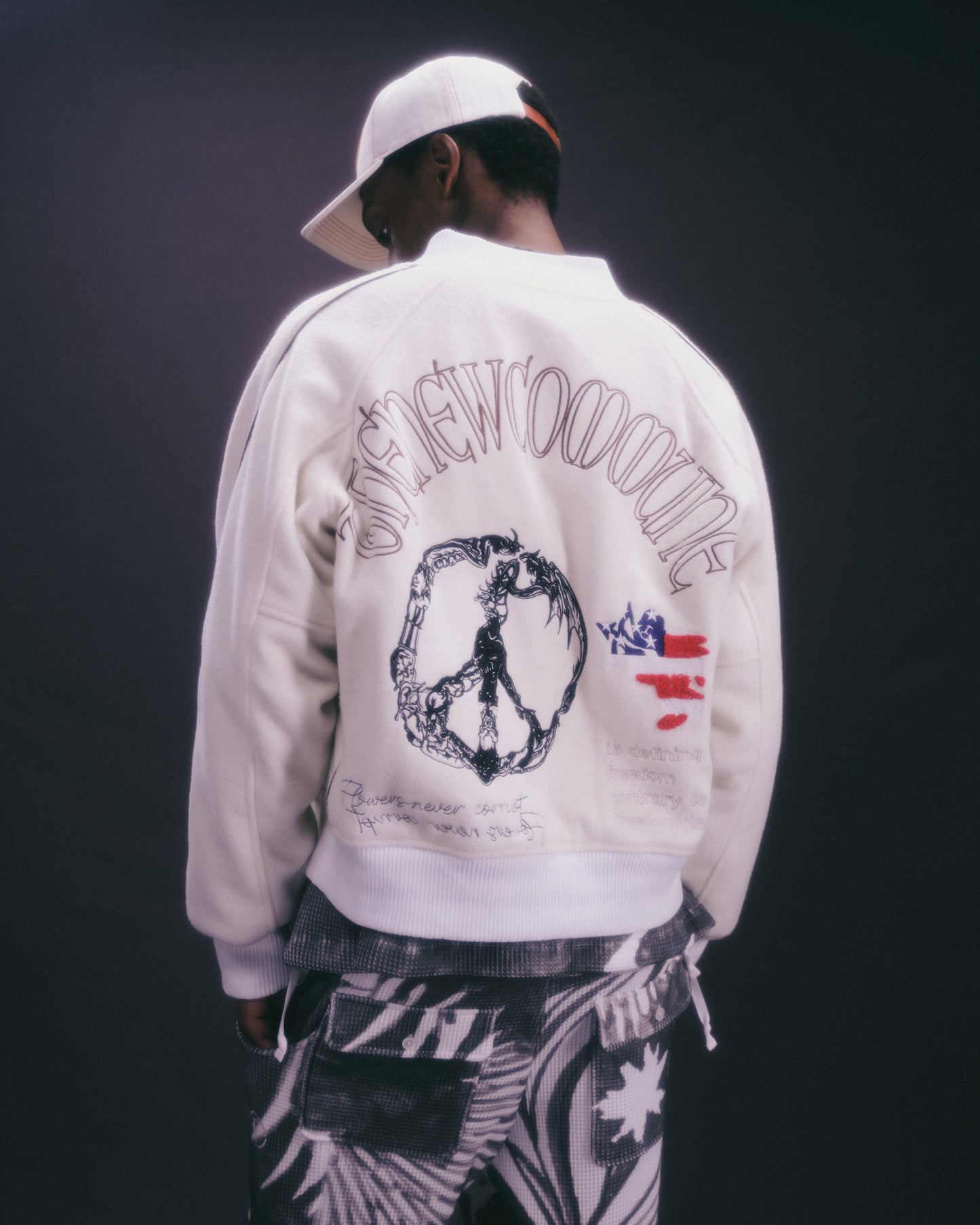 FAKE AS FLOWERS/STADIUM JACKET(WHITE)