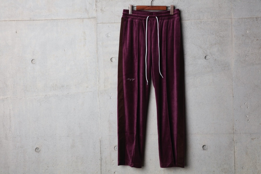 POF EMBROIDERY VELOUR PANT(PURPLE/BROWN) -PIECE OF FLAGS