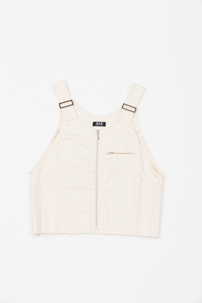 BLEACHED DENIM VEST(ECRU) -FAKE AS FLOWERS