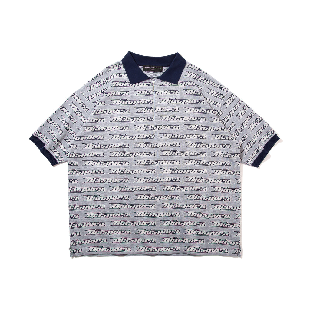 DIASPORA SKATEBOARDS/All-Over Knit Polo(NAVY/GREEN)