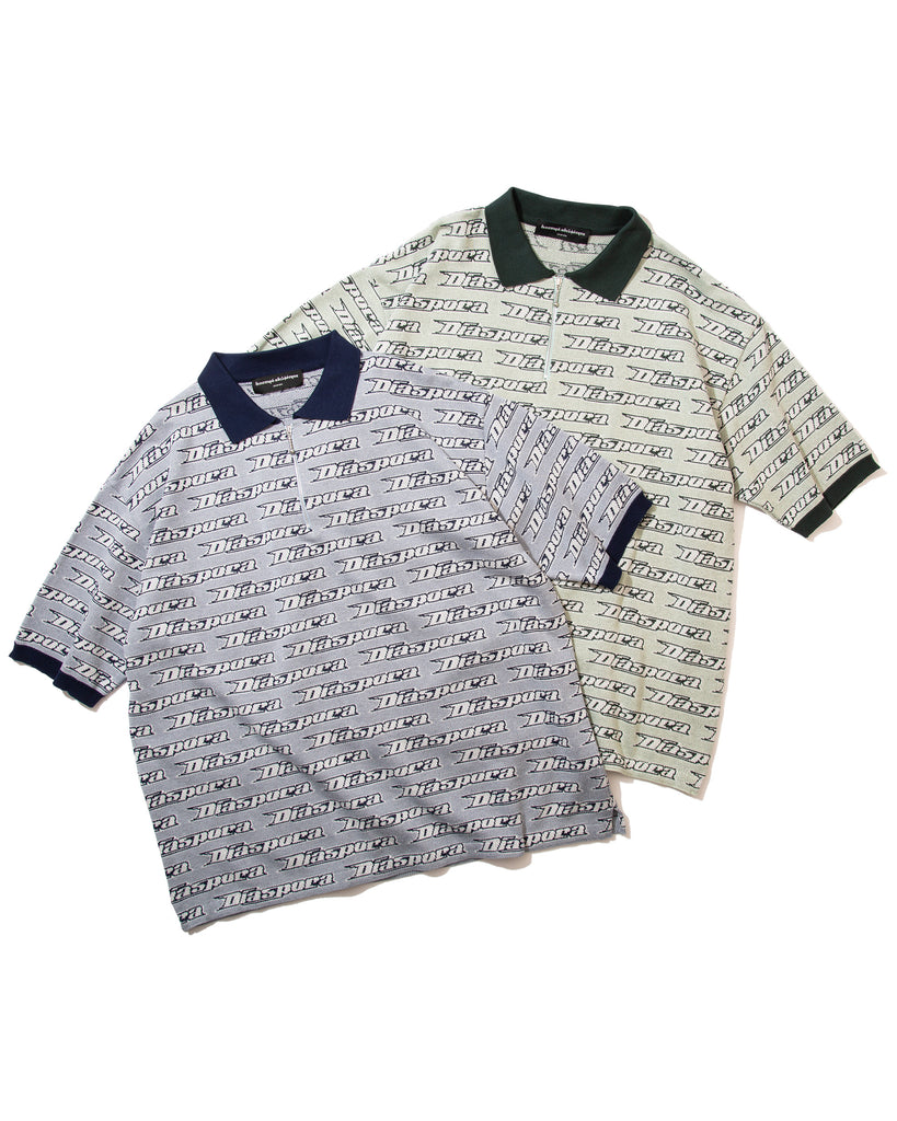 DIASPORA SKATEBOARDS/All-Over Knit Polo(NAVY/GREEN)